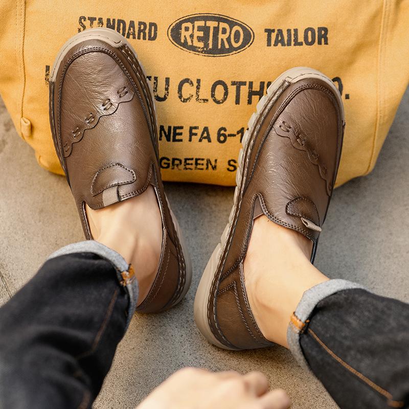 Fashion Outdoor Comfortable Ankle Sports and Casual Leather Shoes Autumn Fashion Brand Breathable Handmade Stitching Casual Men's Shoes