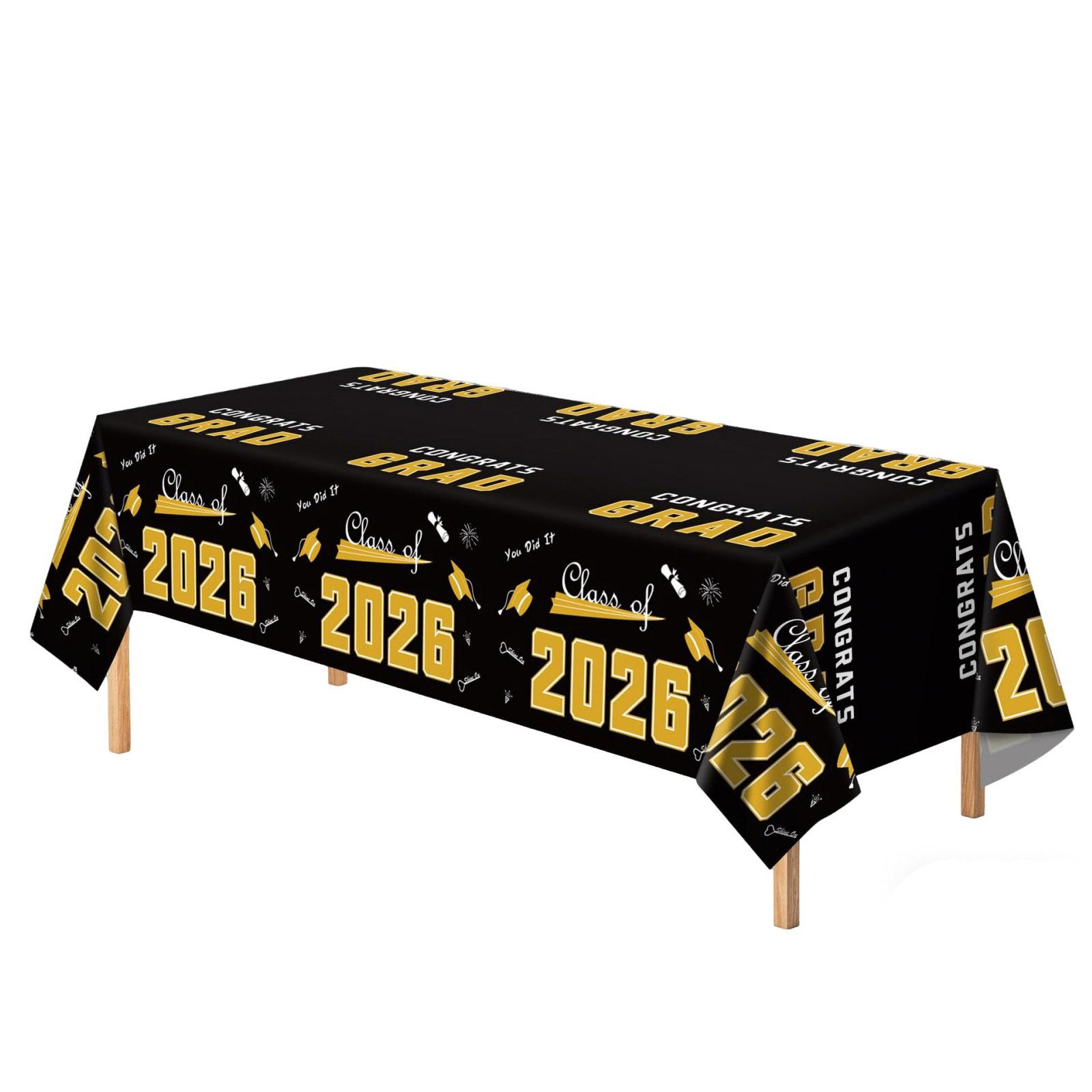 

Graduation Theme Tablecloth Party Decoration 140x220cm Graduation Season Celebration Event Table Cover Suitable for Indoor Outdoor Use One Size чёрный