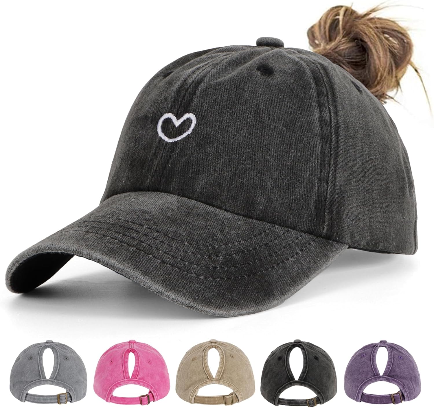 Freedom Outdoors Women's Pink Ponytail Hats For - Distressed Hat With Ponytail Hole For Baseball Cap Cm