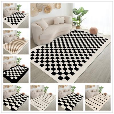 Semplice tappeto da soggiorno a scacchiera, resistente allo sporco, decorazione per camera da letto, tappetino lavabile, divano, tavolo da caffè, tappeti, zerbini da cucina