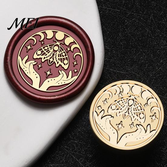 Brass Sealing Head Vintage European Magic Themed Wax Seal Stamp Head, Solid Exquisite Relief Engraved for Journal Envelope Wedding Invitation