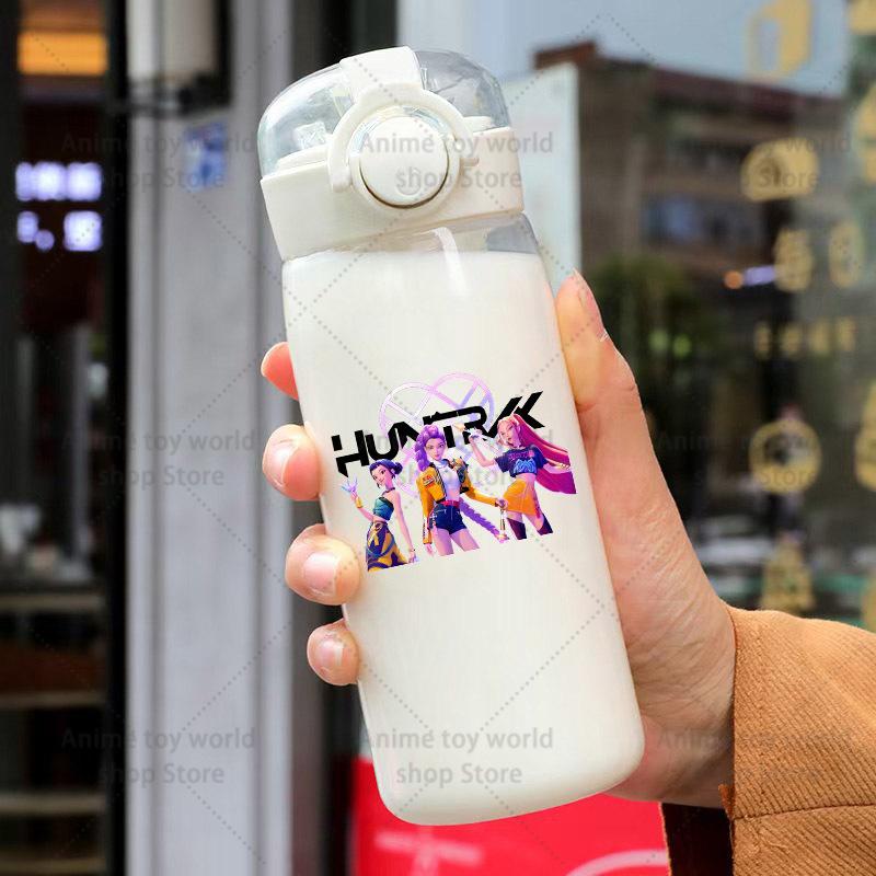KPop Demon Hunters Sports Transparent Water Bottle Portable Gym Travel Clear Leakproof Drinking Frosted 400ml Play Entertaining Safe Kid Friendly Fun