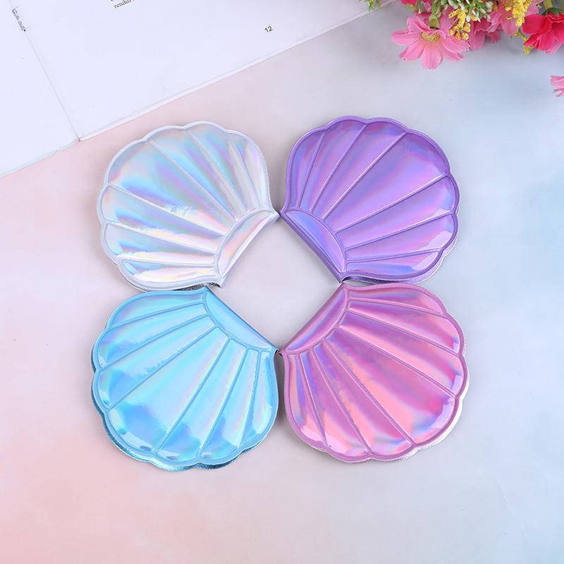 Kompaktní kosmetické zrcátko Pu Leather oboustranná lupa na make-up ve tvaru moře Shell