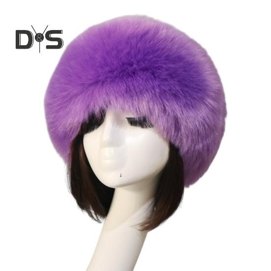 

Женская повязка на голову из искусственного меха осень-зима плюшевая без полей без верха мягкая пушистая шапка утепленный зимний аксессуар фиолетовый