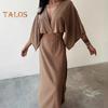 Women's V Neck Maxi Dress Sexy Hollow Out Short Sleeve Bodycon Split Dress Summer Cotton Linen Long Dress for Beach Vacation