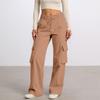 Women's Casual Fashion Solid Color Elastic Waist Drawstring Workwear Wide Leg Pants With Pockets