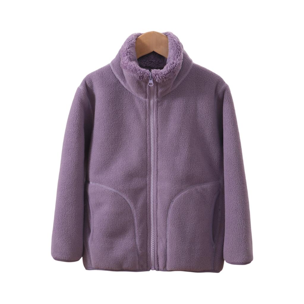 Kids' Fleece-Lined Jacket - Stand Collar Thermal Coat