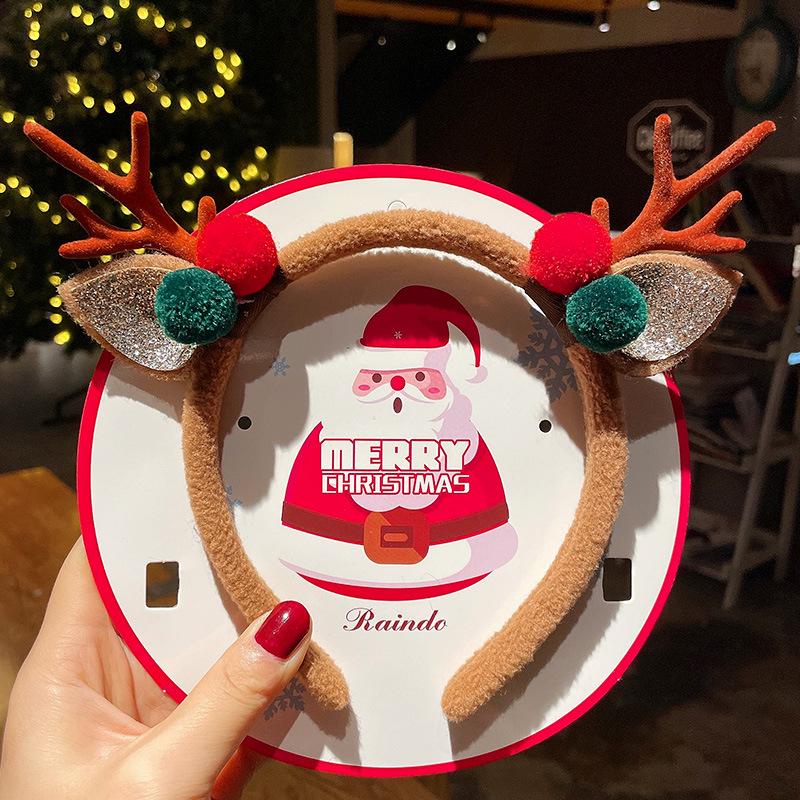 Mori Style Reindeer Antler Headband & Clips - Festive Red Hair Accessories for Women and Children