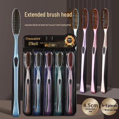 Paquete Familiar Cepillos de Dientes Extra Grandes de Cerdas Suaves - Cabezal Ancho para Protección de las Encías, Cabezal Largo para Adultos, Ideal para Parejas.