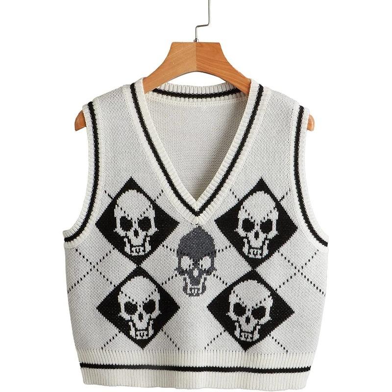 VEZFAA Women's Fashion Casual Summer Spring Sleeveless V-Neck Sweaters