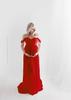 Robe de maternité longue en mousseline épaules dénudées avec fente avant pour séance photo pour femme