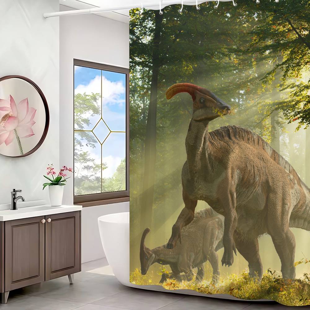 Dinosaur Art Paint Shower Curtain Bath Curtain Print Polyester Fabric Waterproof Bathroom Curtains With Hooks Bath Screen