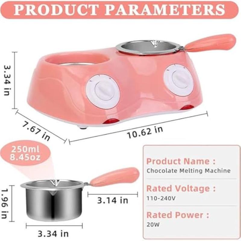 Chocolate Melting Pot with Dual Bowls, 2-Speed Temperature Fondue Maker, Chocolate Melter DIY Moulds for Cheese, Butter