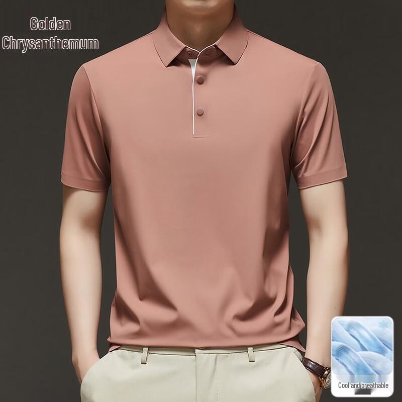 Men s Solid Color Lapel Polo Shirt 3XL