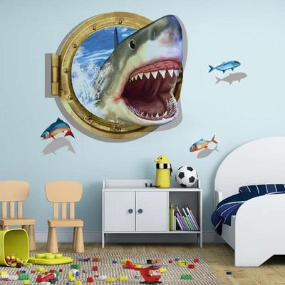 3D Žralok Oceán Nástěnná malba Odnímatelná Samolepka na zeď Umění Vinylová Nálepka Dětský Pokoj Domácí Dekorace Dekorace Obývacího Pokoje Zeď Pokoj Dekor 2023
