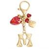 Keychain Gold Letter &Quot;&Quot;, Strawberry, Red Hearts Brl413M