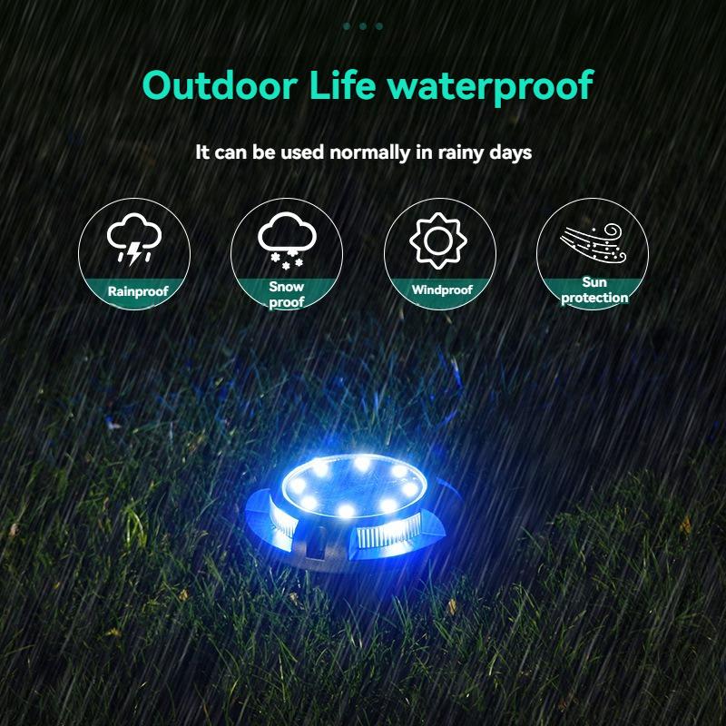 Black Shell Outdoor Waterproof Solar Buried Light 8+4LED Side Light Deck Light Lawn Garden Garden Installed Ground Insert Light