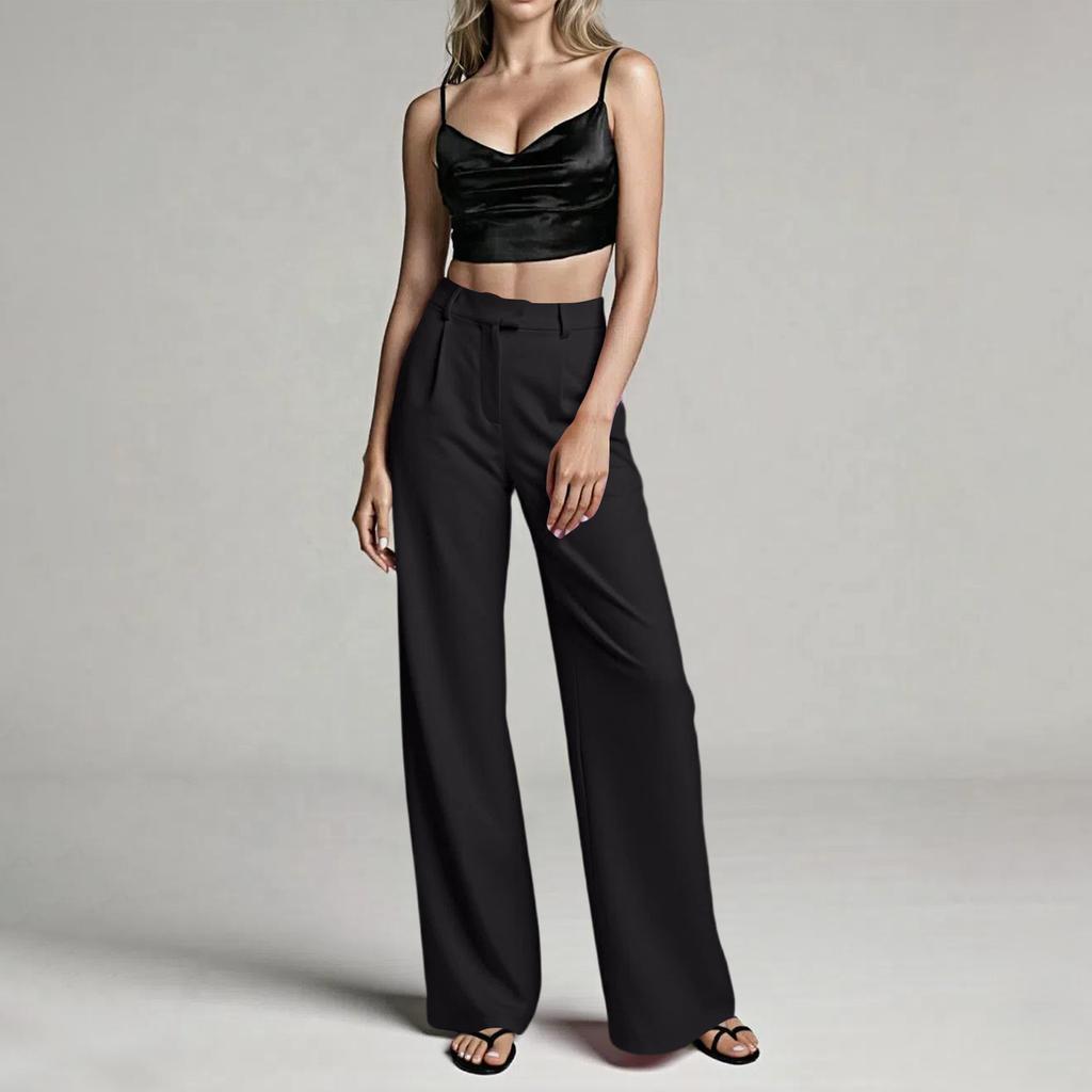 Women's Casual Commute High-Waisted Straight Leg Suit Trousers