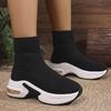 Moda 2025 Botines de Punto de Fondo Grueso para Mujer Comodidad Transpirable Plataforma Zapatos Calcetín Mujer Tallas Grandes Cuñas Botines Cortos Mujer