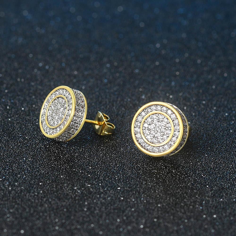 Iced Out Zirconia Stud Earrings For Men Hiphop Gold Color Plated Male Earing Fashion Punk Jewelry Gift Shiny Accessories OHE001