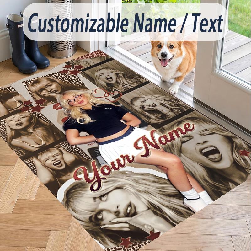 Custom Text Sabrina Carpenter Pattern Floor Rug Soft Indoor Carpet Mat Living Room Bedroom