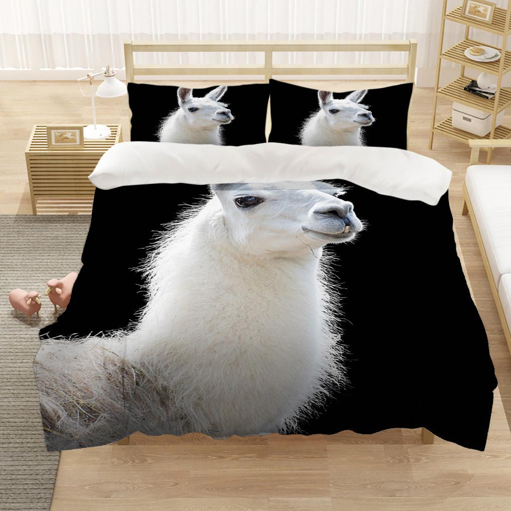 Cartoon Alpaca Duvet Cover King Queen Size Lovely Pet Animal Bedding Set For Kids Fashion Wildlife 2/3pcs Polyester Quilt Cover