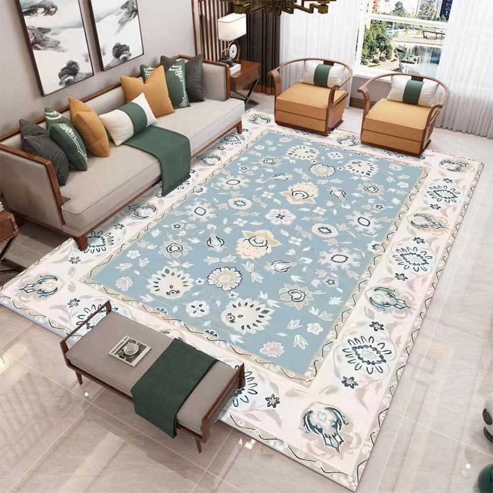 Boho Area Rugs Washable Vintage Modern Neutral Large Flannel Carpet for Dinning Room Living Room Bedroom Farmhouse Non Slip Mat