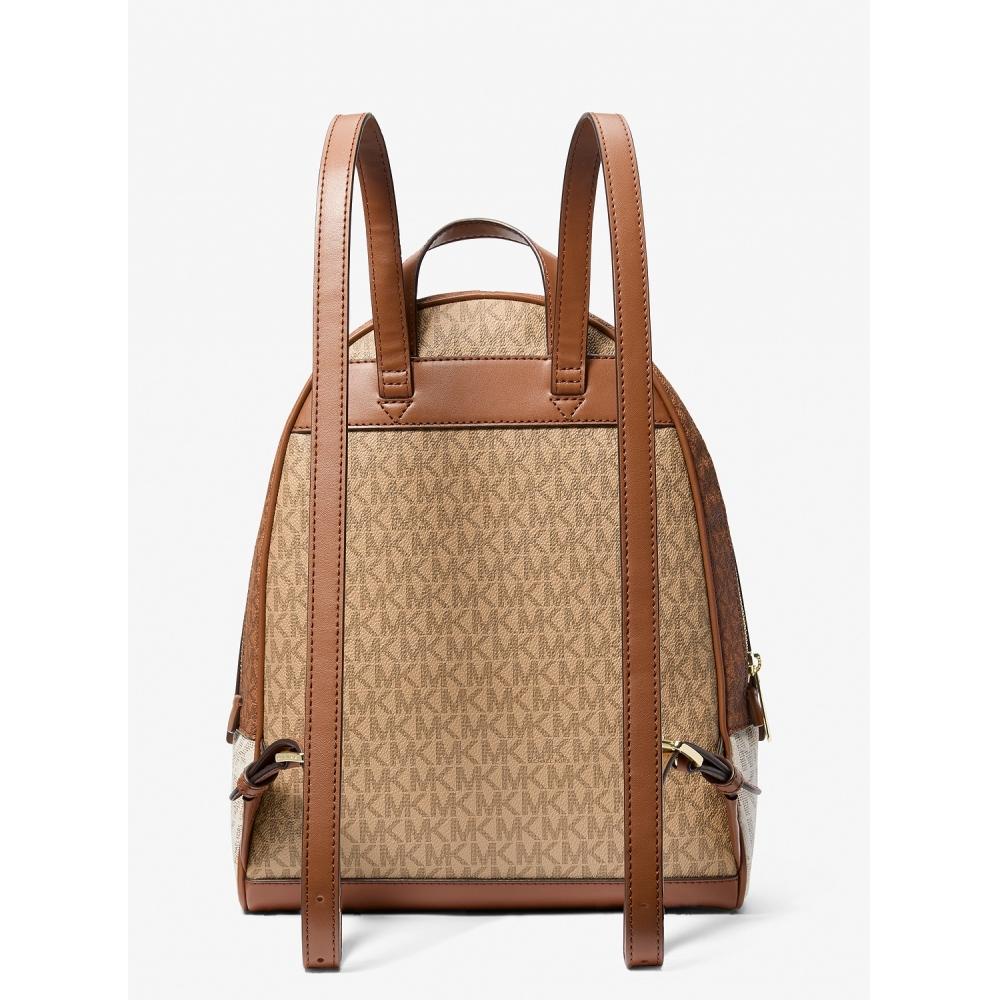 Michael Kors Rhea Zip Backpack Medium   Mk Signature 35s5grab6v3117 Camel Multi