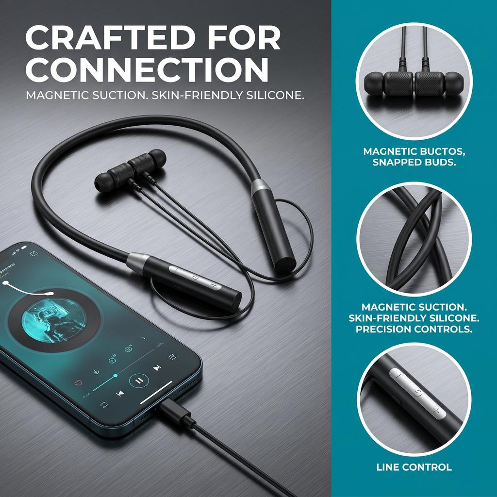 Wireless Bluetooth 5.2 Neckband Earphones Magnetic Sports Waterproof TWS Earbuds Blutooth Headset With Microphone Mic