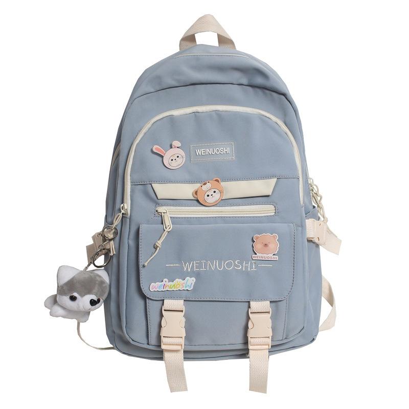New Student Backpack Female Korean Version Trendy Letters Junior High School Campus Schoolbag Large Capacity Computer Backpack Waterproof