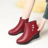 non-slip soft sole wedge heel cotton shoes heightening women's leather shoes velvet autumn and winter flat short boots