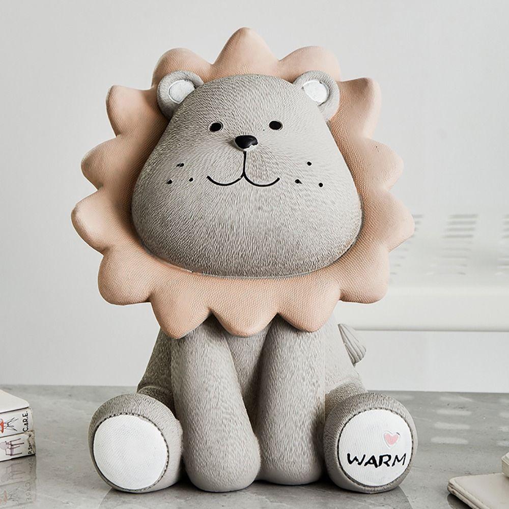 Resistant Fall Piggy Bank Nordic Style Money Boxes Animal Figurines Lion Money Box  Home Decoration