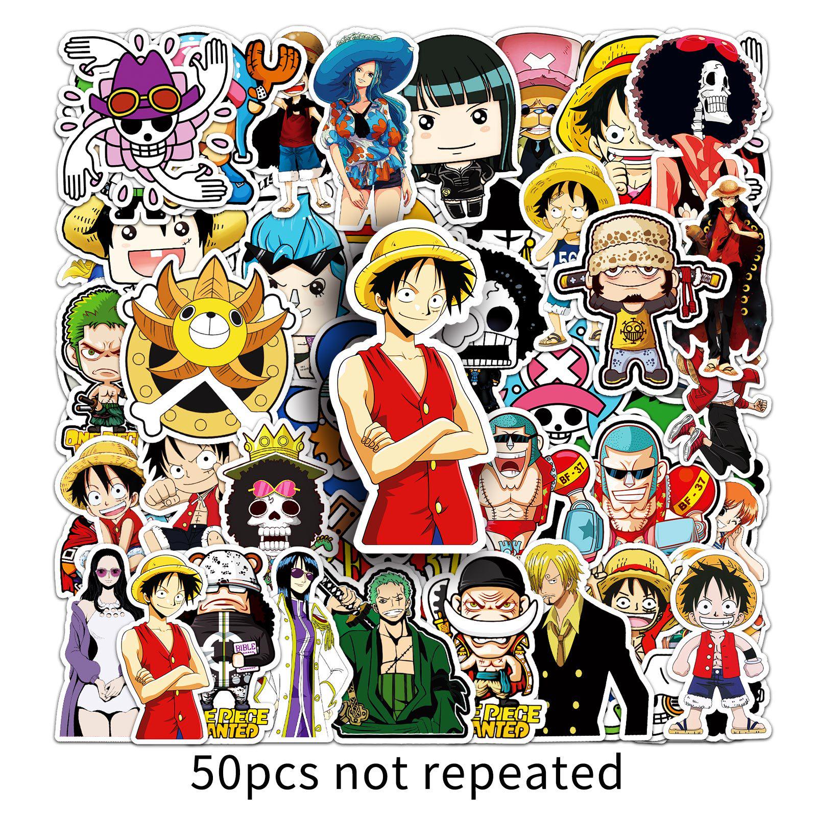50 One Piece Cartoon Animation Trendy Stickers: Creative Decorations for Suitcases, Cars, and Refrigerators