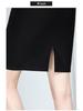 Women's Plus Size Black High Waist Midi Skirt with Slit - Professional Workwear