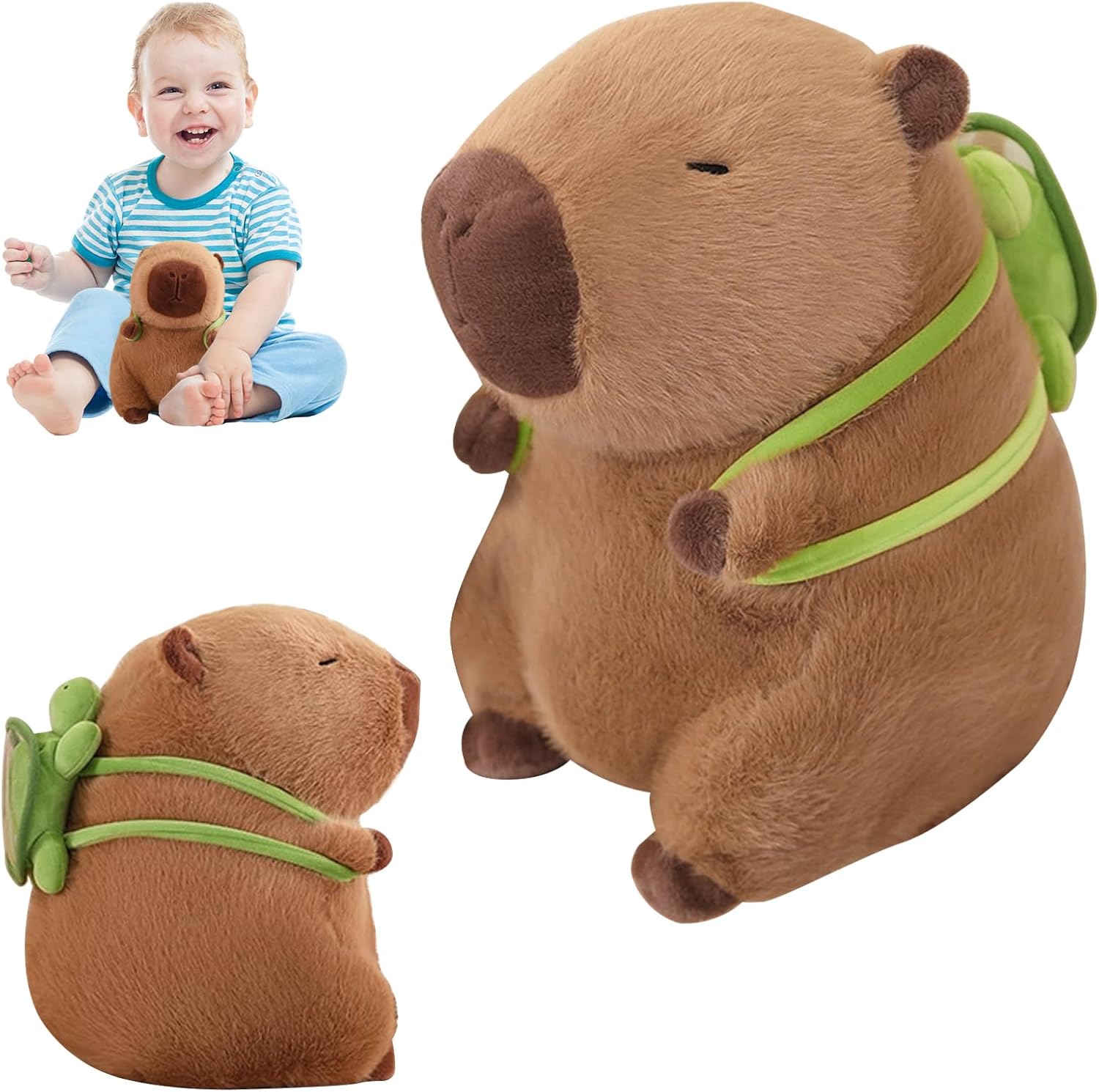 

Kawaii Kapibara Cuddly Toy, Soft Plush Toy, Kapibara with Backpack in Turtle, Ideal as a Gift for Boys and Girls, Cuddly Toy and Cushion for Cosy Toys Plush toy