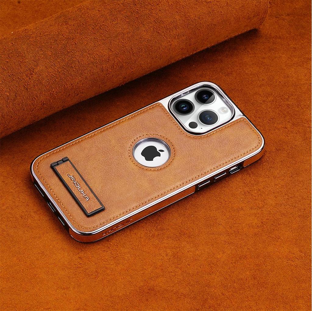 "Premium Leather Anti-fall Case for S24 Ultra 16 Pro Max, iPhone 16 Pro, Mate 60 with Stand"