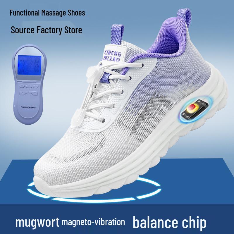 "Black Bioelectric Pulse Massage Shoes for Healthy Walking - Soft Sole, Magnetic Vibration (LJA061) - Ideal for Middle-aged and Elderly"