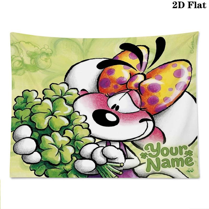 Diddl Custom Name Wall Tapestry Aesthetic Wall Hanging Printed Fabric Blanket Decorative Tapestries for Bedroom Living Room Home Decor