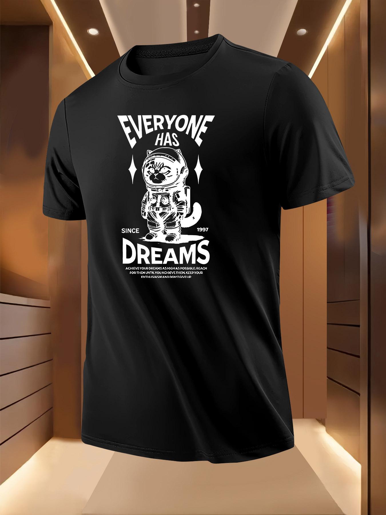 Astronaut Cat Dream Print Tshirt - Breathable Lightweight... XXXXL