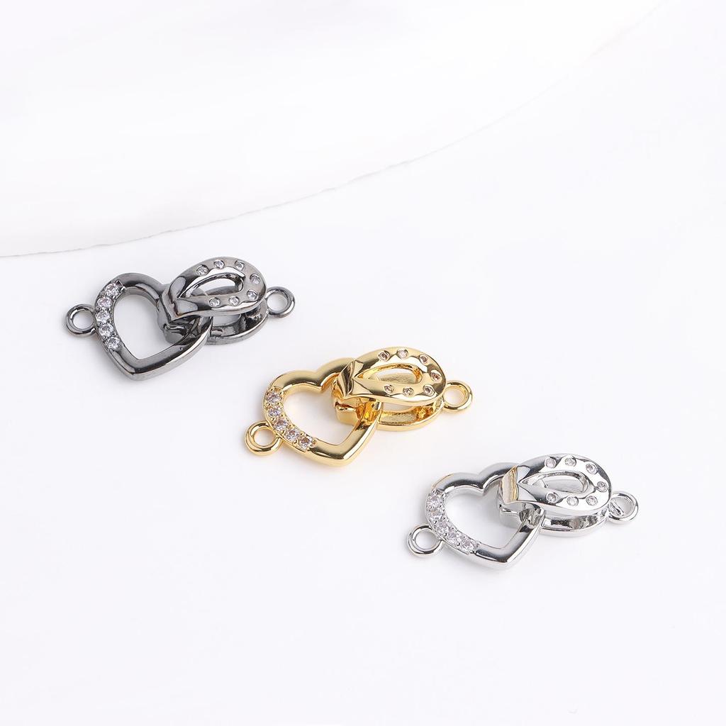 18K Gold Plated Heart Pearl Clasp Necklace & Bracelet DIY Jewelry Accessory