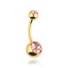 Titanium Belly Button Ring With Pink Crystals - Gold - Tpp-005 1.6/8