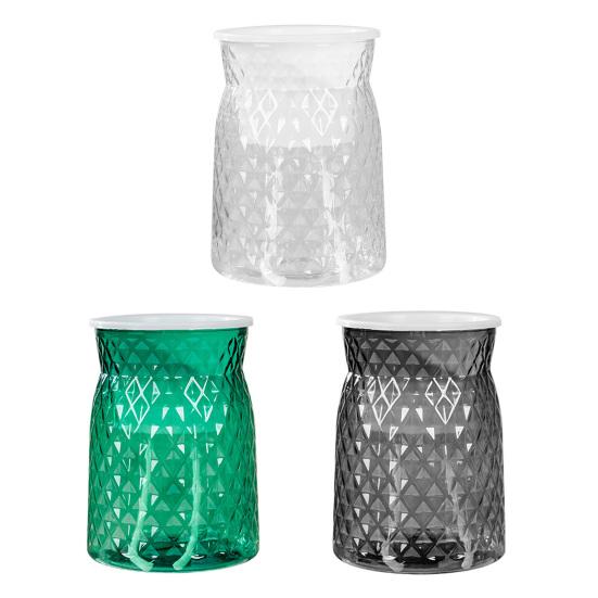 Self-Absorbing Vase Transparent Water Level Indicator Embossed Self-Watering Planter with Breathable Bottom for Indoor Plants Succulents Herb