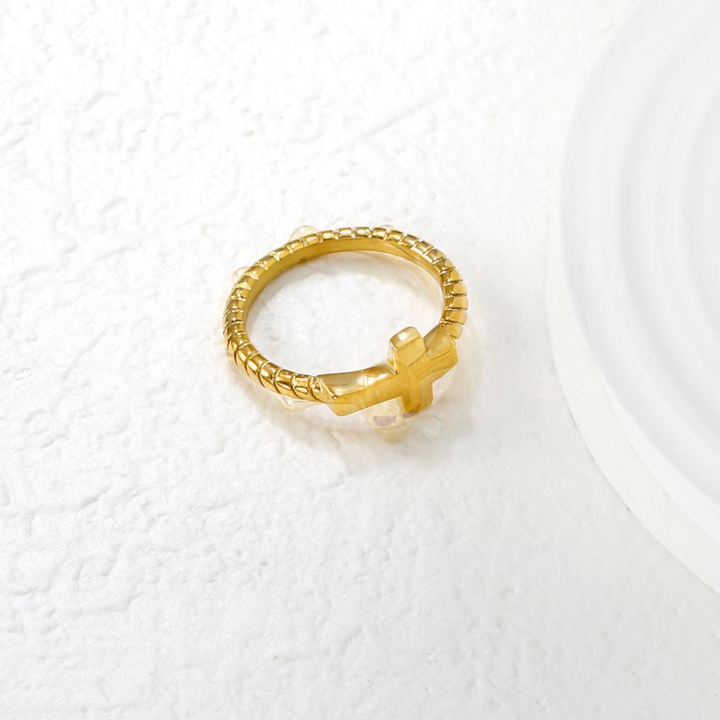 Vintage Classic Cross Ring Stylish Simple Design Twist Ring 18K Stainless Steel Jewelry