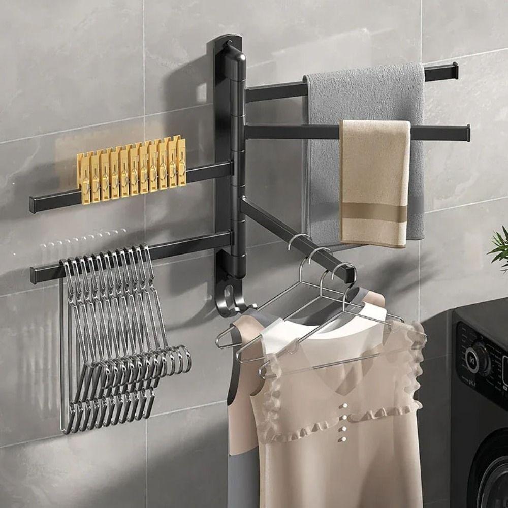 Wall-mounted Suction Cup Towel Rack 180°Rotating Toilet Towel Rod Bathroom Towel Pole  Dishcloth