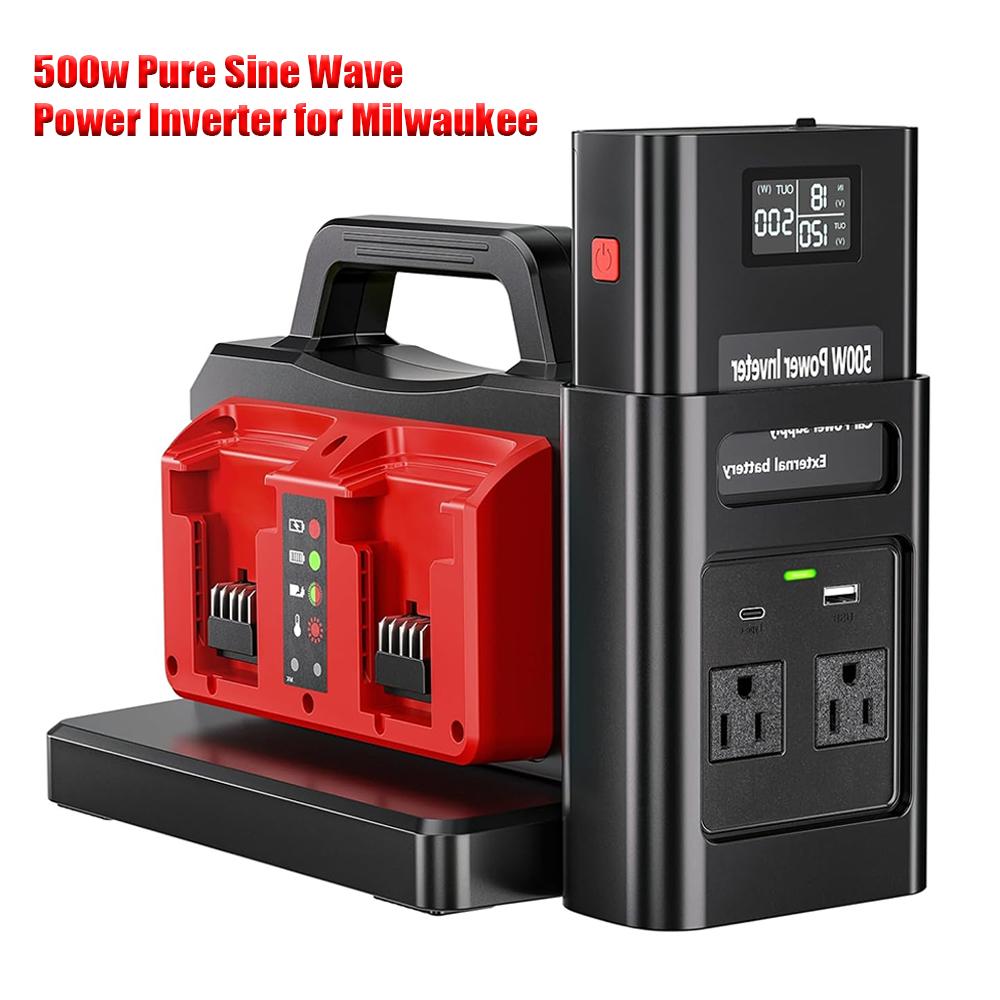 NEW Power Inverter AC111V/ 111V for Milwaukee 18V Battery with USB Type-C DC Cigarette lighter Port Output Outdoor Power Station