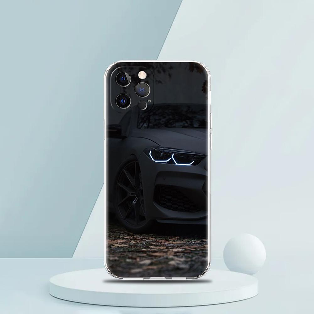 Cool Sports Black Car Phone Case for iPhone 16 15 14 13 12 Pro Max Cover Transparent for iPhone 11 Pro Max 7 8 Plus XS XR Bags