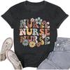 T-shirt Infirmière Cœur pour Femme Impression Lettres Inspirantes Vie d'Infirmière RN Scolaire T-shirts Manches Courtes Décontractés