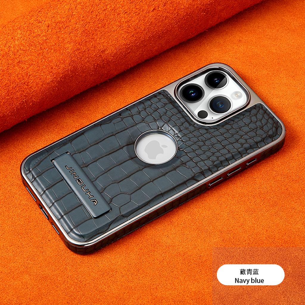 Boutique Crocodile Texture Eco Leather Case For iPhone 16 15 14 Plus 13 12 Pro Max Magnetic Cover Hidden Stand Bracket Premium