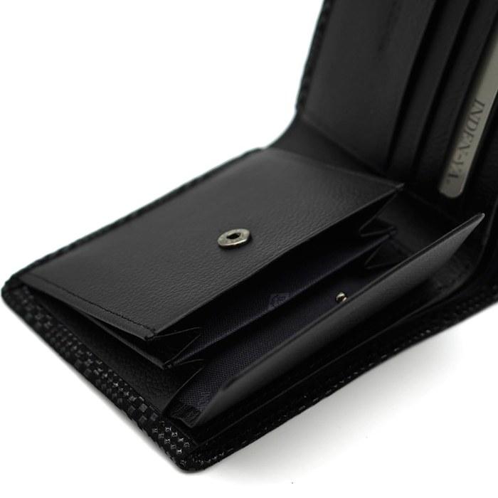 [Indentaya] Inden Two-Fold Wallet with Coin Case, Men's, Deer Leather, Traditional Craftsmanship, Made In Japan, No. 2006 ([1-167] Black