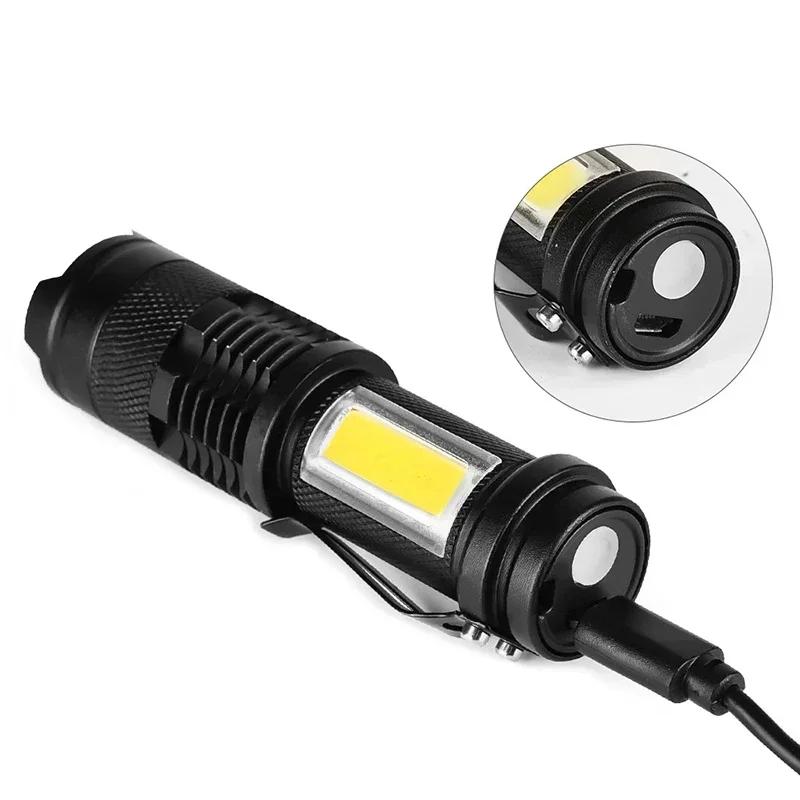 Aluminum Alloy LED Flashlight for Reading Outdoor,USB Rechargeable Zoom Flashlight / Book Light, 3 Mode Mini Torch, Camping Gear